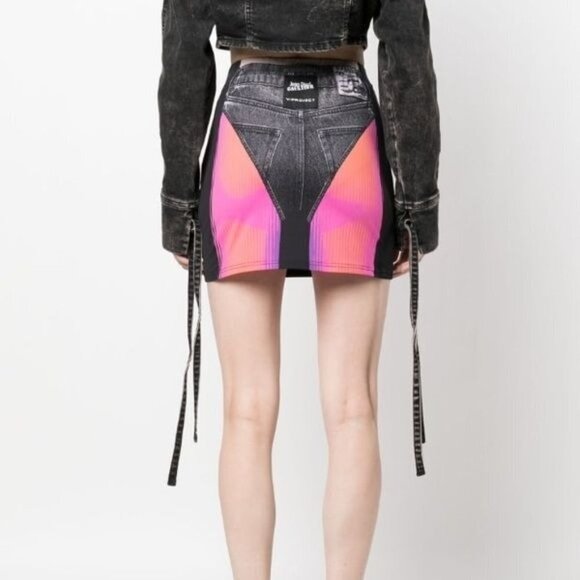 Y/Project x Jean Paul Gaultier Trompe L’oeil Mini Skirt Sz FR 38 - Picture 7 of 14